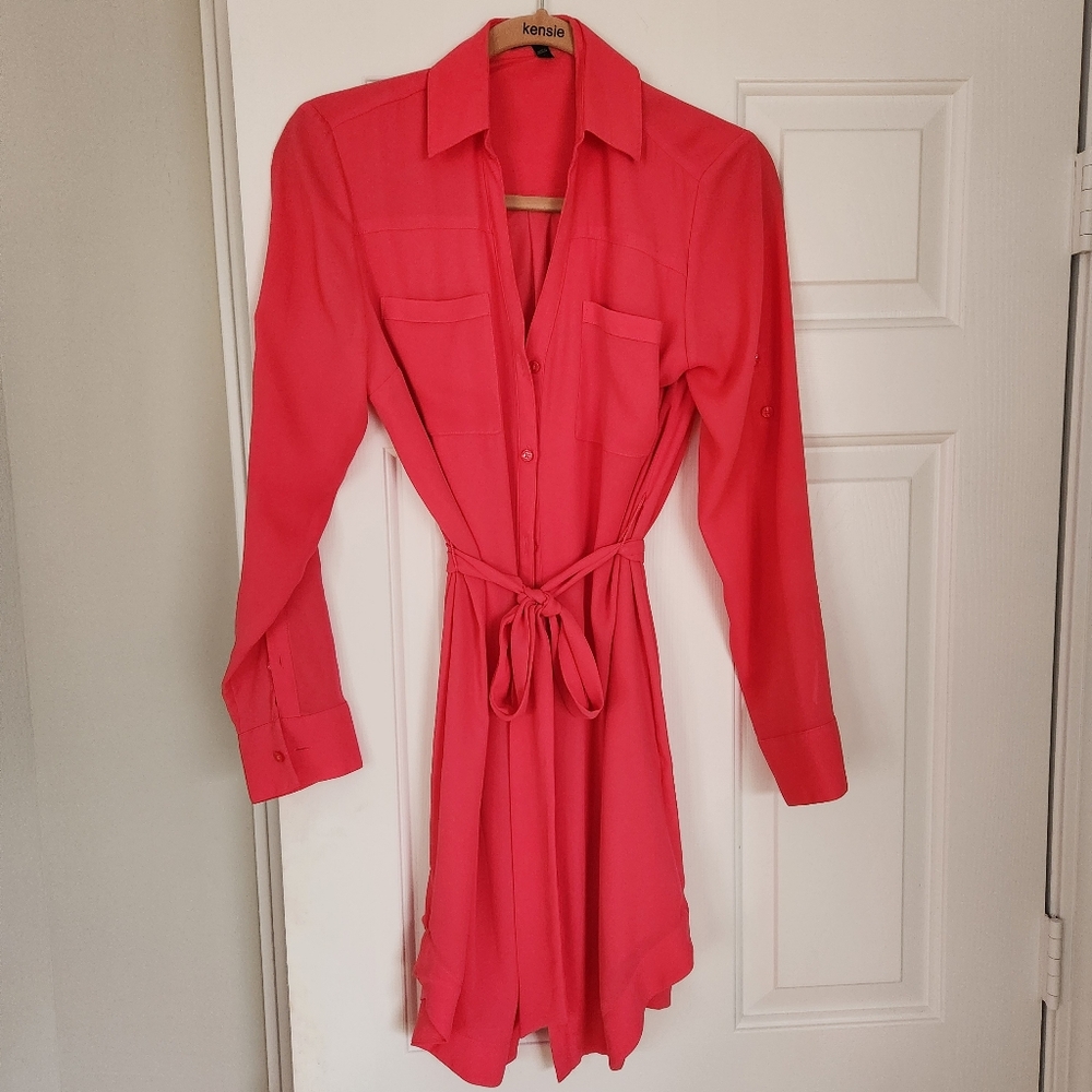 Cool hot pink shirt dress Express size S